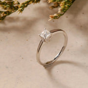 Silver Plated Princess Cut Square Solitaire Ring - Modern Engagement Ring